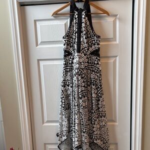 Ever New Black/White Lace Handkerchief Hem Halter Dress w side cut outs NWT